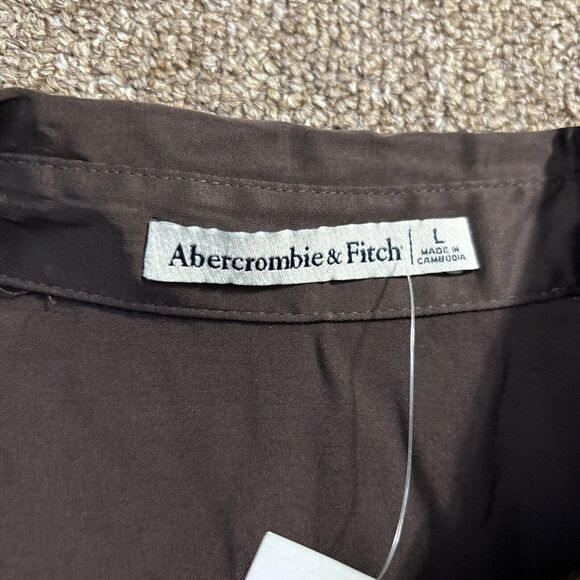 New Abercrombie Fitch Shirt Women Viscose/Poly L Button Up Pocket Blouse $70 NWT - Picture 5 of 9